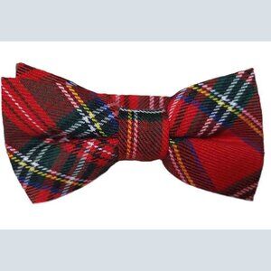 Red Tartan Plaid Bow Tie Pre-Tied Wool Blend Men's One Size Adjustable